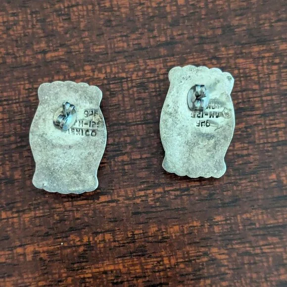 Vintage Carnelian Stone 925 Sterling Silver Mexican Earring Boho Artisan - Picture 2 of 5